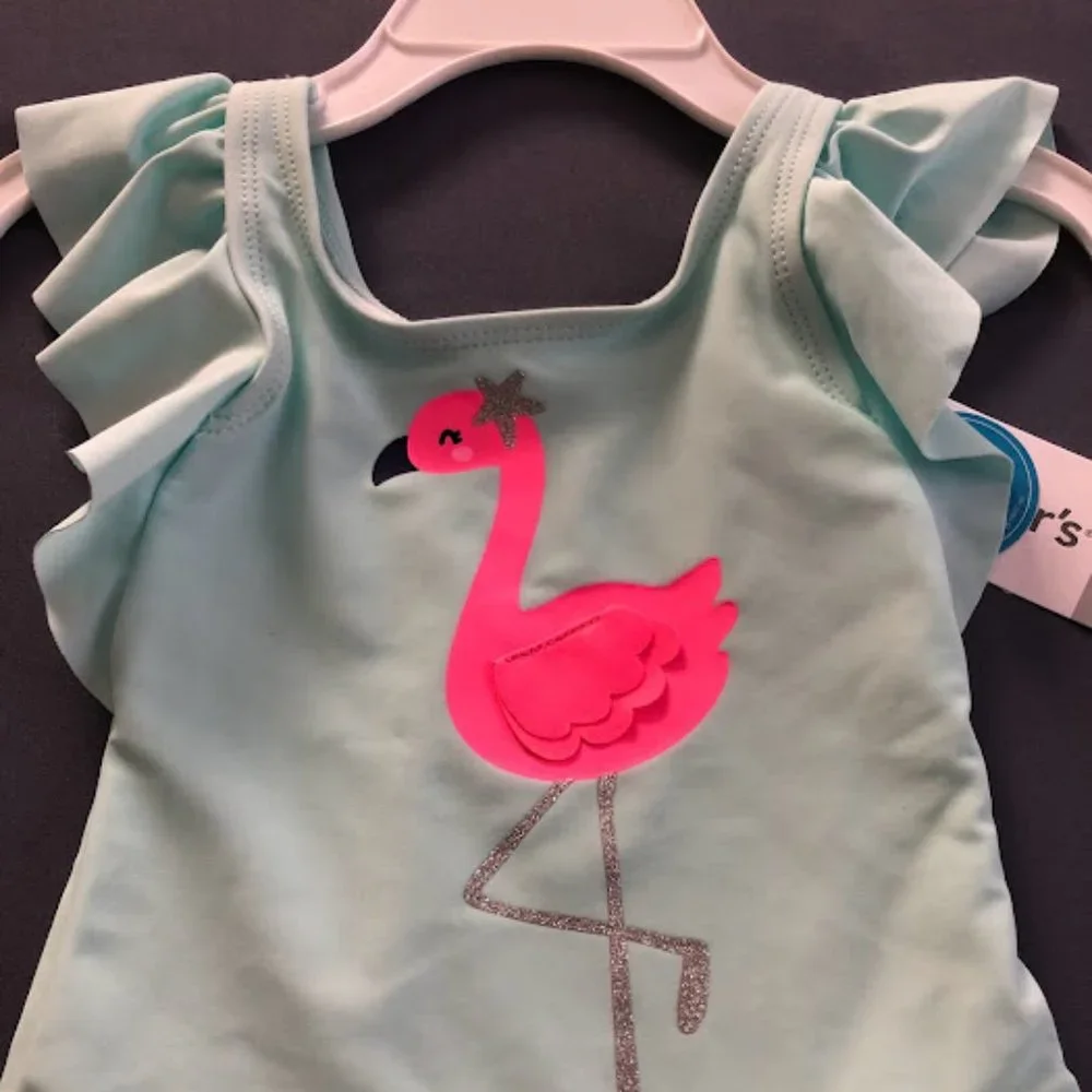 Carter's girls 12M flamingo bathing suit NEW